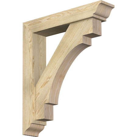 Ekena Millwork Merced Traditional Rough Sawn Bracket w/ Offset Brace, Douglas Fir, 6"W x 30"D x 34"H BKT0604X30X34MRC01RDF